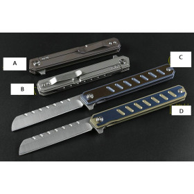 D2 Blade Swordsman Titanium Alloy Handle Folding Knife Portable Multi-function Outdoor Multipurpose Pocket Knife UD405247